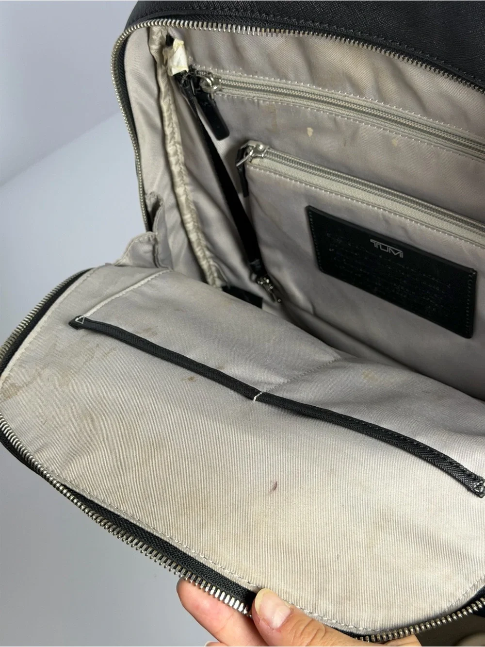 Tumi Black Leather Backpack